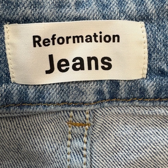 Reformation Vicki High Rise Straight Leg Shoestring Belt Montego Blue Wash Sz 29 - Picture 9 of 13